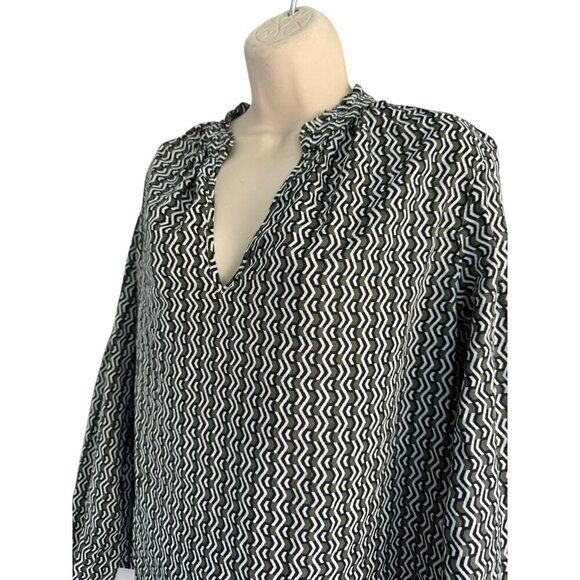 Johnny Was Calme Split Ruffled Neck Multi-Color Liya Blouse Woman's Sz L NWT - Picture 3 of 11